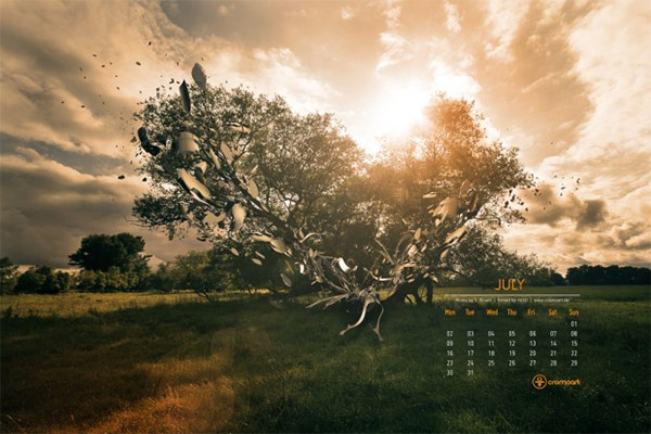 Abstract July 2012 Desktop Calendar 