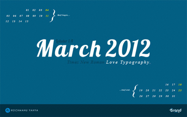 Blue March 2012 Desktop Wallpaper Calendar