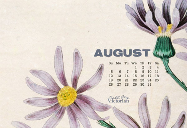 August Flower Calendar Wallpaper